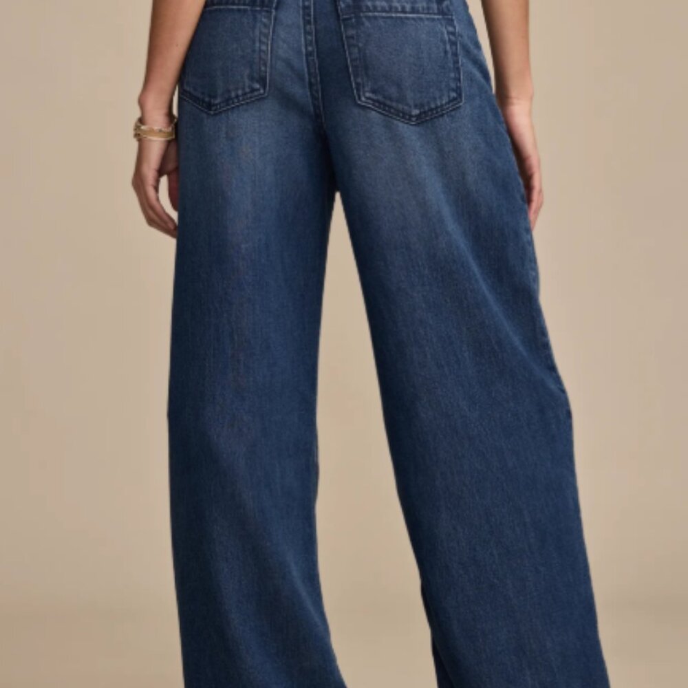 Lucky Brand Liquid Denim Luxe Palazzo Jeans Wide Leg Drawstring NWT - Picture 5 of 13